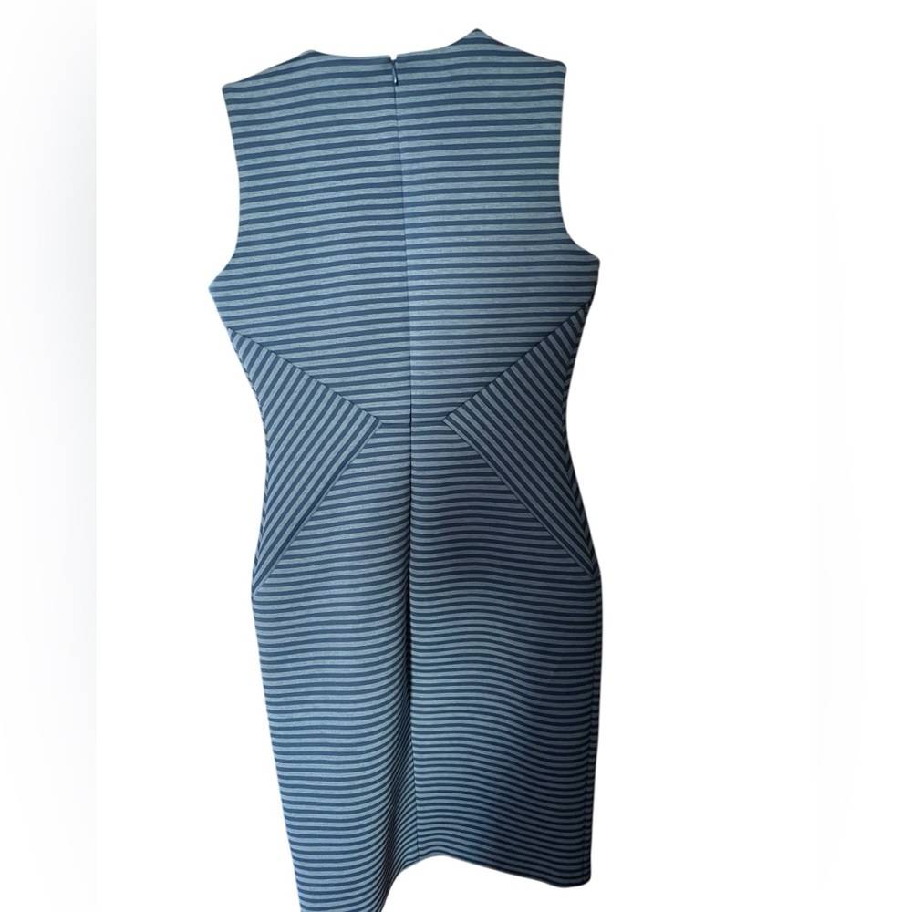 NWT Calvin Klein Blue striped scuba sheath midi dress, 6 - Picture 2 of 11
